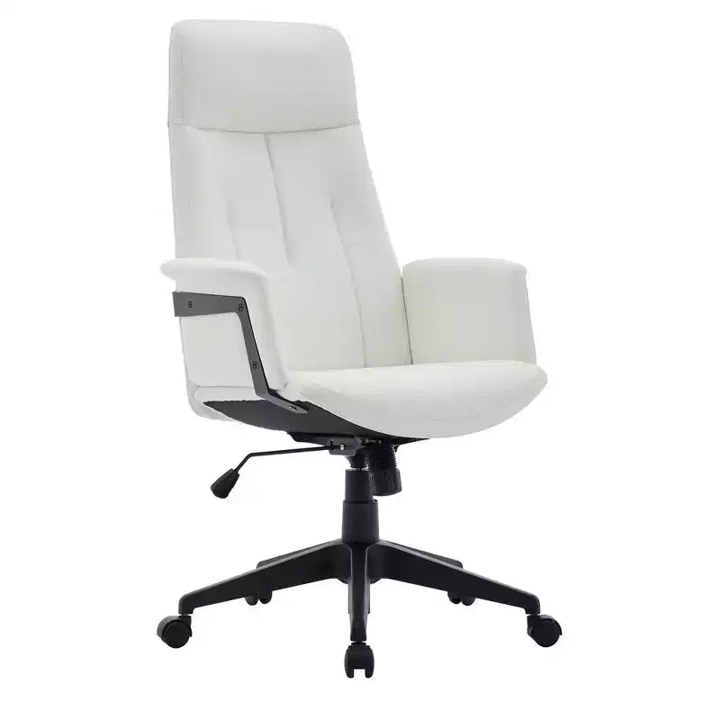 Chaise de Bureau Ergonomique en Cuir à Dossier Haut LeisureMod Aiaria - Hauteur Réglable, Pivotante et Inclinable, Accoudoirs, Chaise de Bureau Moderne pour la Maison ou le Bureau