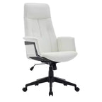 Chaise de Bureau Ergonomique en Cuir à Dossier Haut LeisureMod Aiaria - Hauteur Réglable, Pivotante et Inclinable, Accoudoirs, Chaise de Bureau Moderne pour la Maison ou le Bureau