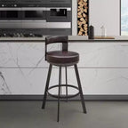 Tabouret de bar pivotant Armen Living 26 Flynn en métal et similicuir, hauteur comptoir
