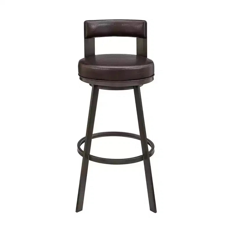 Tabouret de bar pivotant Armen Living 26 Flynn en métal et similicuir, hauteur comptoir