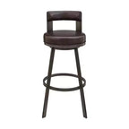 Tabouret de bar pivotant Armen Living 26 Flynn en métal et similicuir, hauteur comptoir