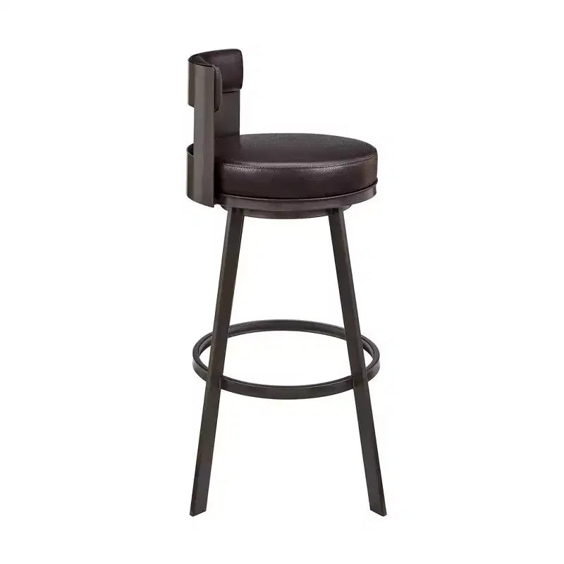 Tabouret de bar pivotant Armen Living 26 Flynn en métal et similicuir, hauteur comptoir