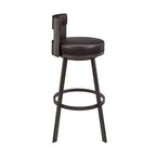 Tabouret de bar pivotant Armen Living 26 Flynn en métal et similicuir, hauteur comptoir