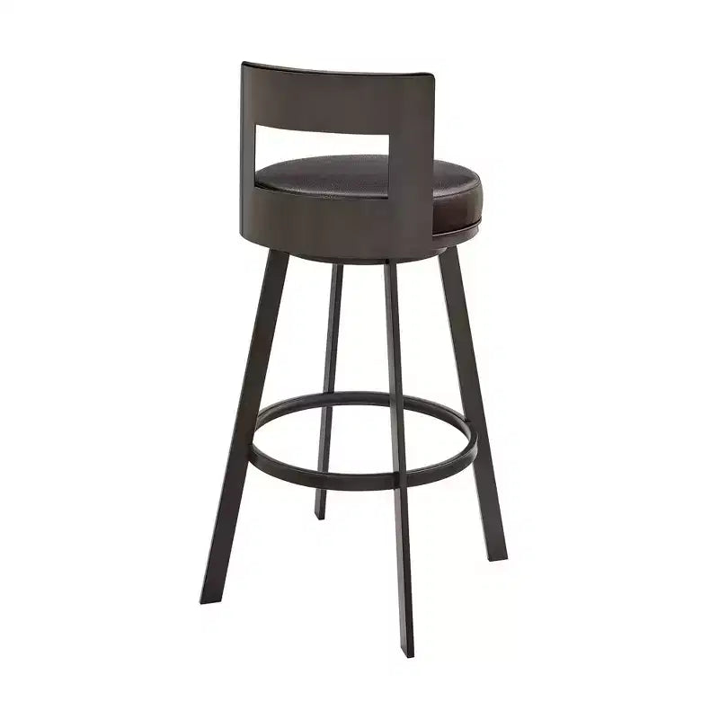 Tabouret de bar pivotant Armen Living 26 Flynn en métal et similicuir, hauteur comptoir