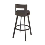 Tabouret de bar pivotant Armen Living 26 Flynn en métal et similicuir, hauteur comptoir