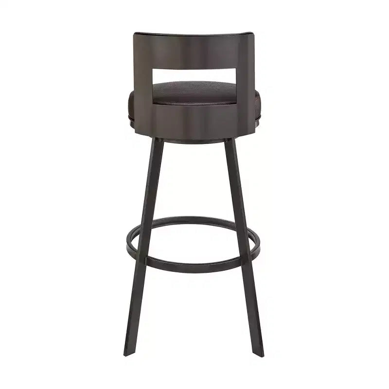 Tabouret de bar pivotant Armen Living 26 Flynn en métal et similicuir, hauteur comptoir