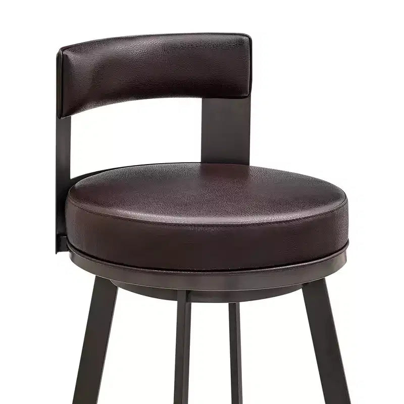 Tabouret de bar pivotant Armen Living 26 Flynn en métal et similicuir, hauteur comptoir