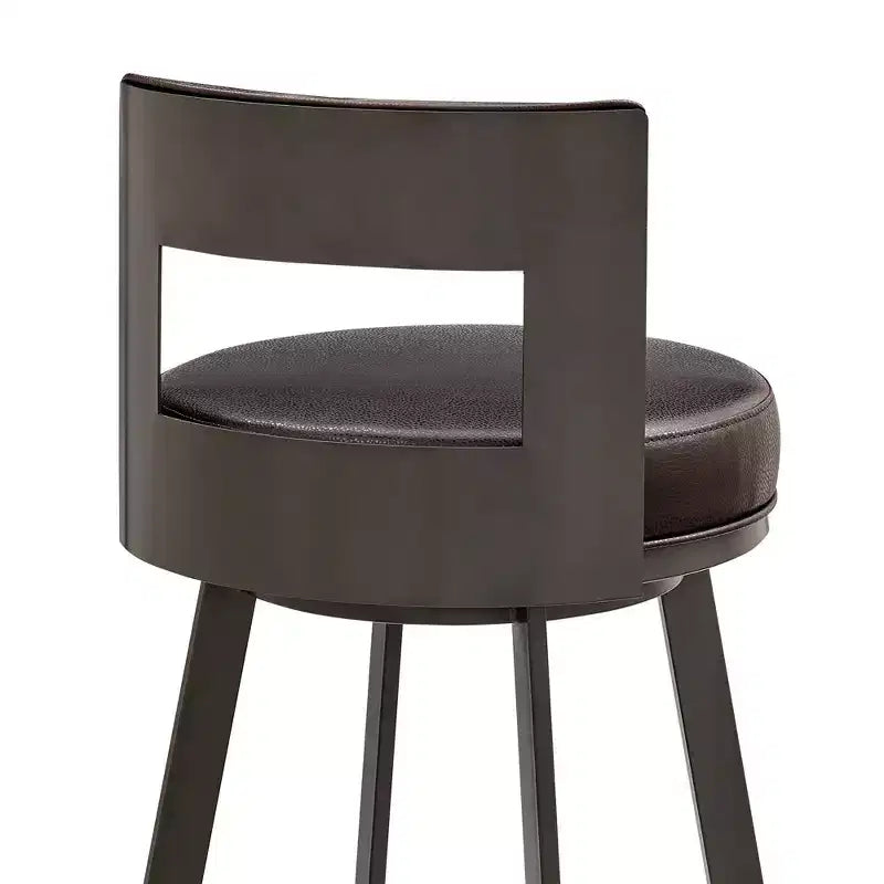 Tabouret de bar pivotant Armen Living 26 Flynn en métal et similicuir, hauteur comptoir