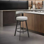 Tabouret de bar pivotant Armen Living 26 Flynn en métal et similicuir, hauteur comptoir