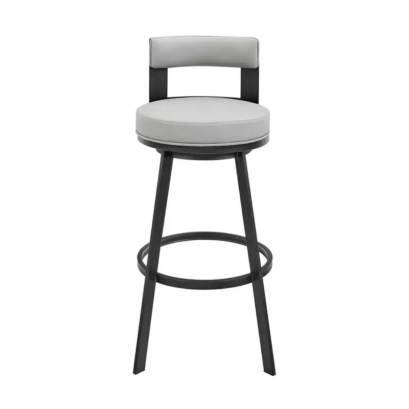Tabouret de bar pivotant Armen Living 26 Flynn en métal et similicuir, hauteur comptoir