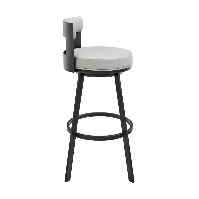 Tabouret de bar pivotant Armen Living 26 Flynn en métal et similicuir, hauteur comptoir