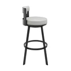 Tabouret de bar pivotant Armen Living 26 Flynn en métal et similicuir, hauteur comptoir