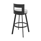 Tabouret de bar pivotant Armen Living 26 Flynn en métal et similicuir, hauteur comptoir