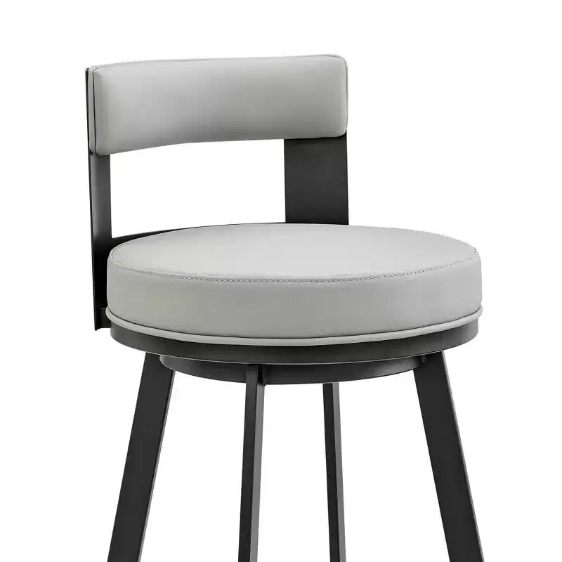Tabouret de bar pivotant Armen Living 26 Flynn en métal et similicuir, hauteur comptoir