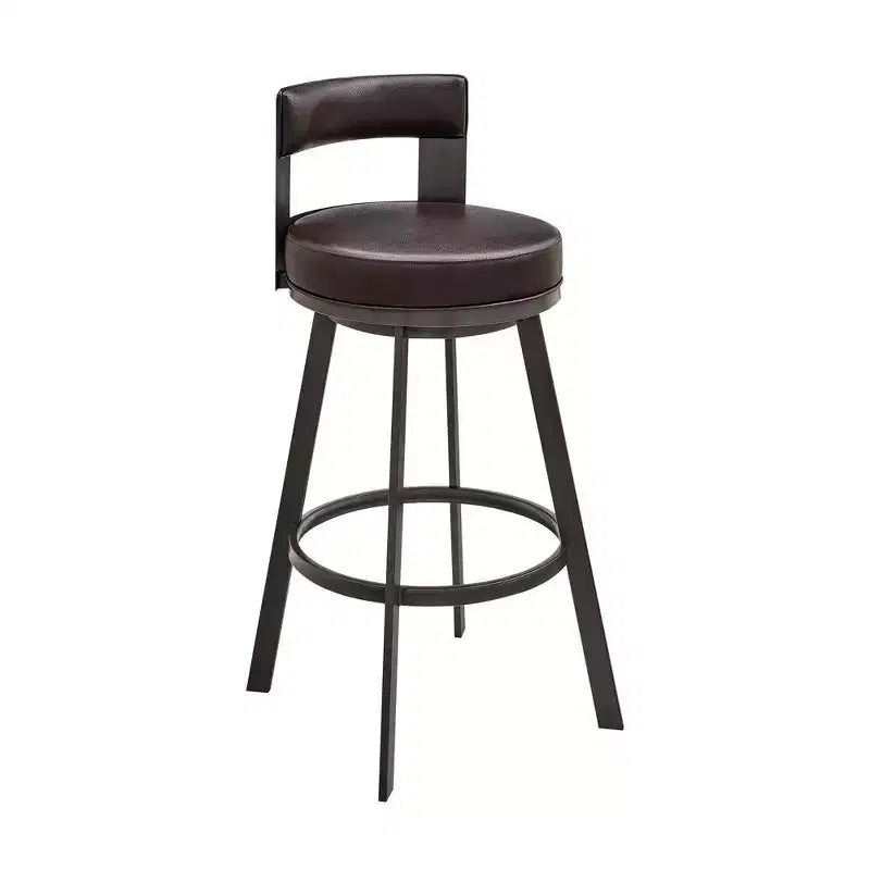 Tabouret de bar pivotant Armen Living 26 Flynn en métal et similicuir, hauteur comptoir