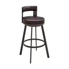 Tabouret de bar pivotant Armen Living 26 Flynn en métal et similicuir, hauteur comptoir