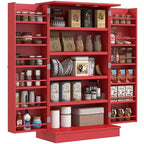 HOMCOM Meuble de cuisine 41, Armoire de cuisine à 2 portes avec 5 étagères de rangement, 12 porte-épices et étagères réglables pour salle à manger