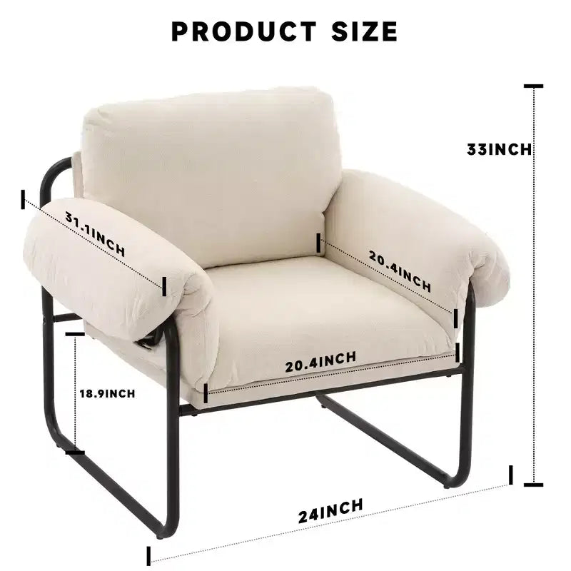 Hyleory Moore Chaise d'appoint en Métal Rembourrée en Laine d'Agneau pour Chambre à Coucher, Zone d'Accueil, Salle de Lecture, Salon (lot de 2)
