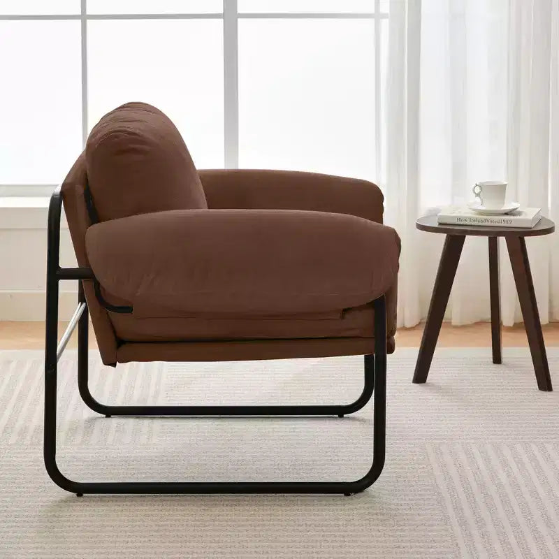 Hyleory Moore Chaise d'appoint en Métal Rembourrée en Laine d'Agneau pour Chambre à Coucher, Zone d'Accueil, Salle de Lecture, Salon (lot de 2)