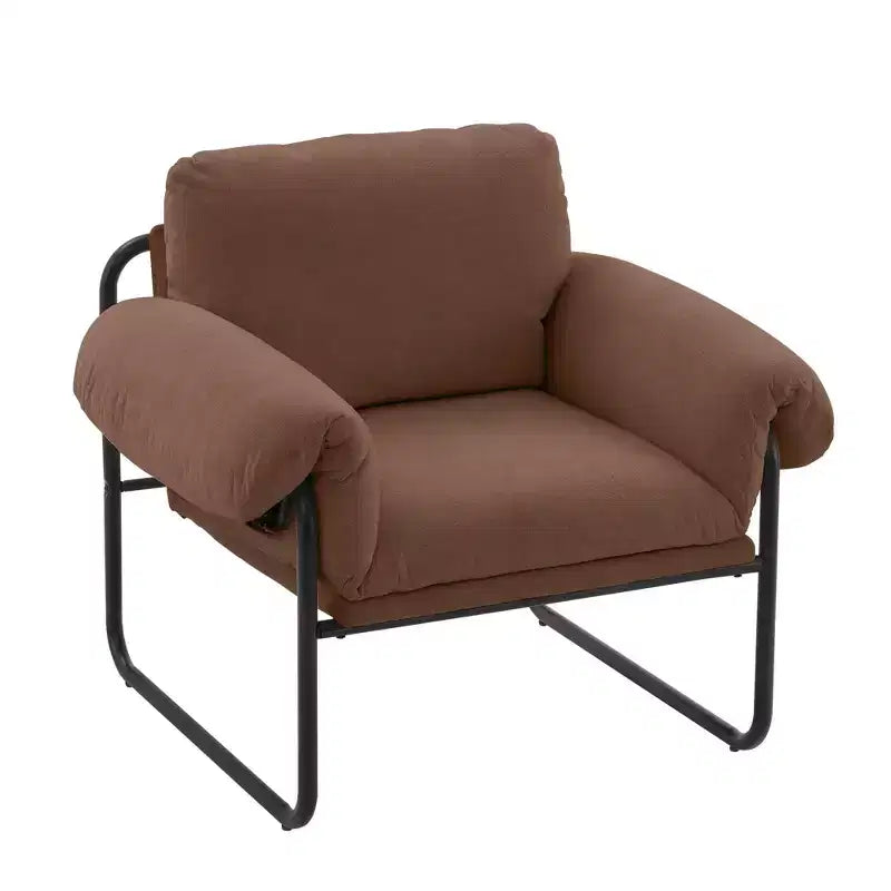 Hyleory Moore Chaise d'appoint en Métal Rembourrée en Laine d'Agneau pour Chambre à Coucher, Zone d'Accueil, Salle de Lecture, Salon (lot de 2)