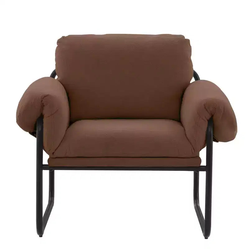 Hyleory Moore Chaise d'appoint en Métal Rembourrée en Laine d'Agneau pour Chambre à Coucher, Zone d'Accueil, Salle de Lecture, Salon (lot de 2)