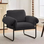 Hyleory Moore Chaise d'appoint en Métal Rembourrée en Laine d'Agneau pour Chambre à Coucher, Zone d'Accueil, Salle de Lecture, Salon (lot de 2)