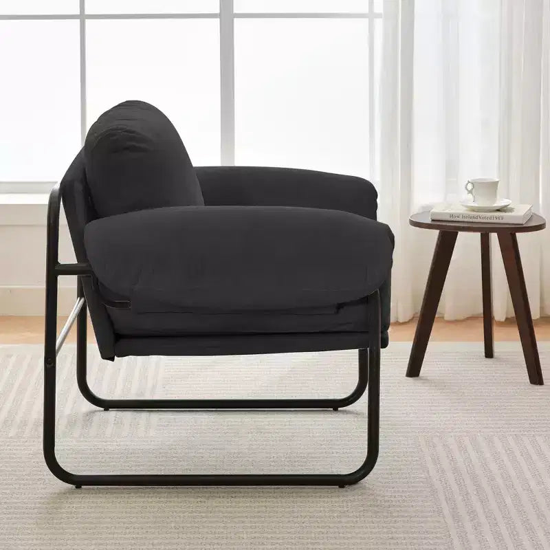 Hyleory Moore Chaise d'appoint en Métal Rembourrée en Laine d'Agneau pour Chambre à Coucher, Zone d'Accueil, Salle de Lecture, Salon (lot de 2)