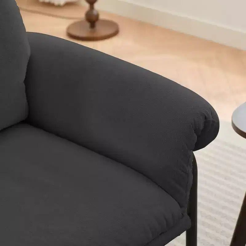 Hyleory Moore Chaise d'appoint en Métal Rembourrée en Laine d'Agneau pour Chambre à Coucher, Zone d'Accueil, Salle de Lecture, Salon (lot de 2)