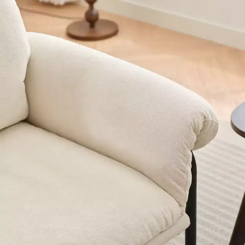 Hyleory Moore Chaise d'appoint en Métal Rembourrée en Laine d'Agneau pour Chambre à Coucher, Zone d'Accueil, Salle de Lecture, Salon (lot de 2)