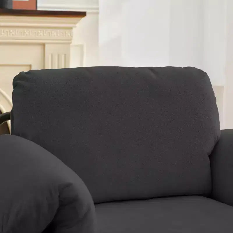 Hyleory Moore Chaise d'appoint en Métal Rembourrée en Laine d'Agneau pour Chambre à Coucher, Zone d'Accueil, Salle de Lecture, Salon (lot de 2)