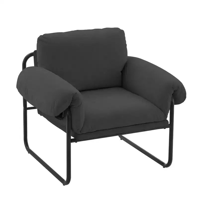 Hyleory Moore Chaise d'appoint en Métal Rembourrée en Laine d'Agneau pour Chambre à Coucher, Zone d'Accueil, Salle de Lecture, Salon (lot de 2)