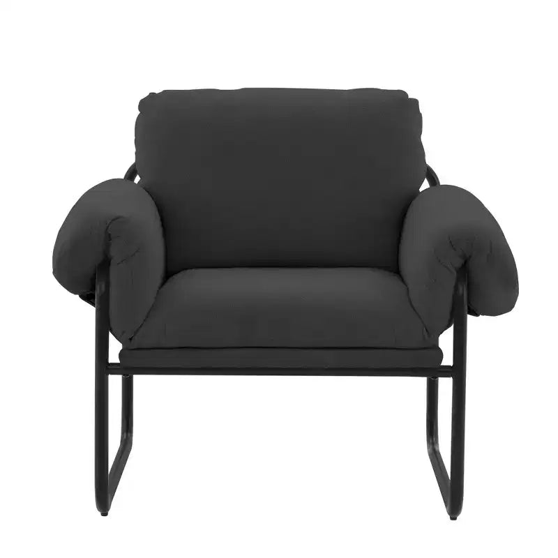 Hyleory Moore Chaise d'appoint en Métal Rembourrée en Laine d'Agneau pour Chambre à Coucher, Zone d'Accueil, Salle de Lecture, Salon (lot de 2)