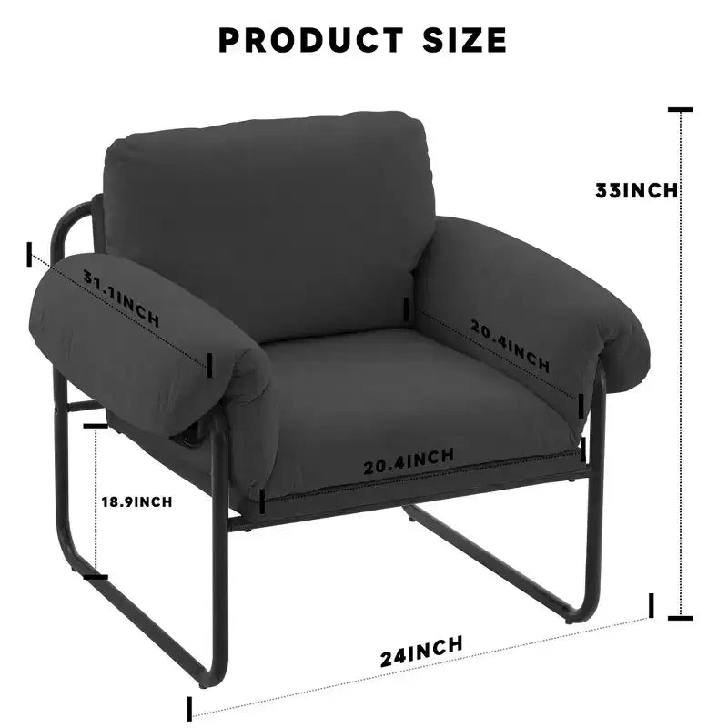 Hyleory Moore Chaise d'appoint en Métal Rembourrée en Laine d'Agneau pour Chambre à Coucher, Zone d'Accueil, Salle de Lecture, Salon (lot de 2)