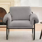 Hyleory Moore Chaise d'appoint en Métal Rembourrée en Laine d'Agneau pour Chambre à Coucher, Zone d'Accueil, Salle de Lecture, Salon (lot de 2)