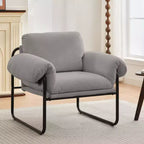 Hyleory Moore Chaise d'appoint en Métal Rembourrée en Laine d'Agneau pour Chambre à Coucher, Zone d'Accueil, Salle de Lecture, Salon (lot de 2)