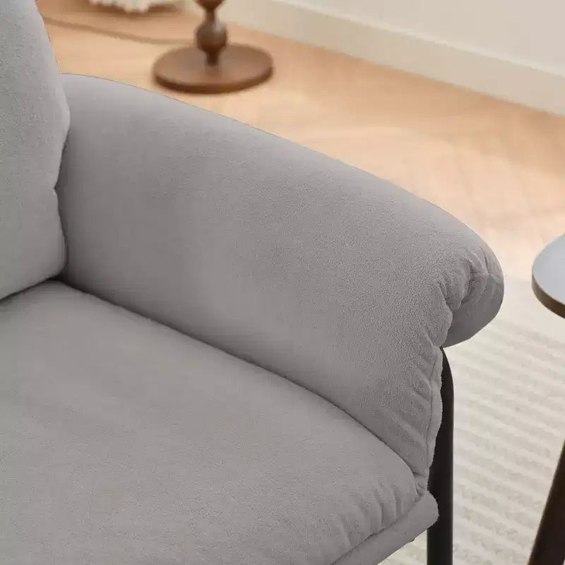 Hyleory Moore Chaise d'appoint en Métal Rembourrée en Laine d'Agneau pour Chambre à Coucher, Zone d'Accueil, Salle de Lecture, Salon (lot de 2)