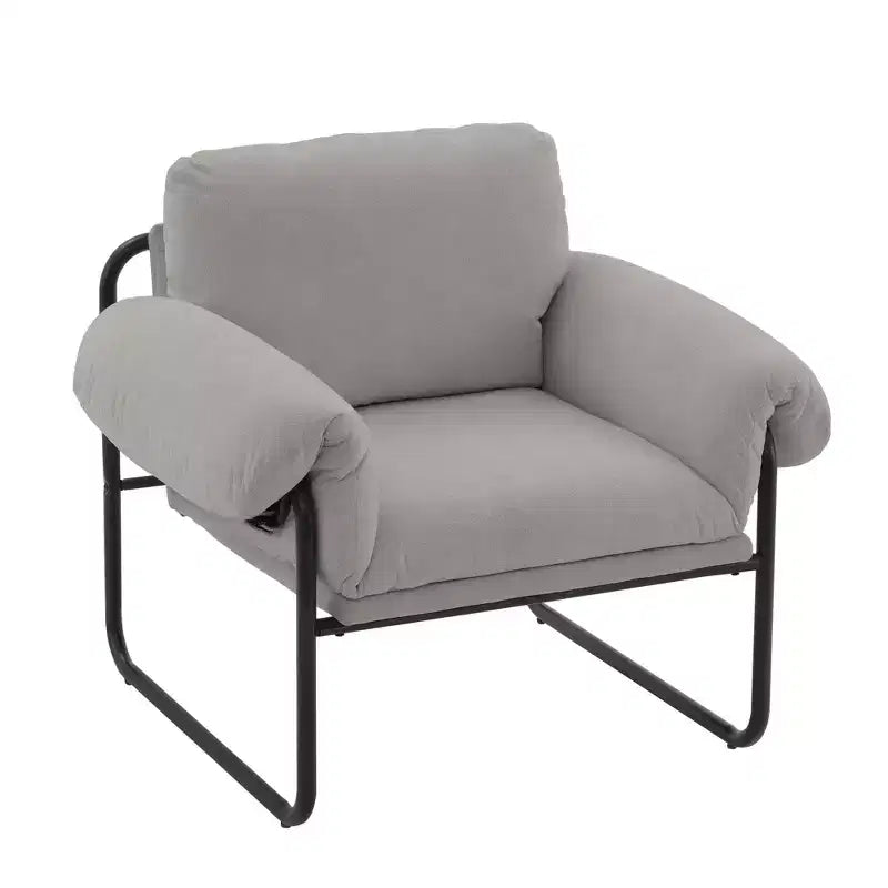 Hyleory Moore Chaise d'appoint en Métal Rembourrée en Laine d'Agneau pour Chambre à Coucher, Zone d'Accueil, Salle de Lecture, Salon (lot de 2)