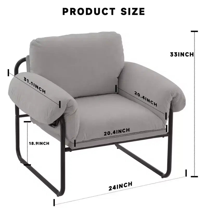 Hyleory Moore Chaise d'appoint en Métal Rembourrée en Laine d'Agneau pour Chambre à Coucher, Zone d'Accueil, Salle de Lecture, Salon (lot de 2)