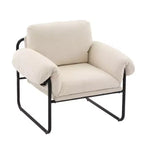Hyleory Moore Chaise d'appoint en Métal Rembourrée en Laine d'Agneau pour Chambre à Coucher, Zone d'Accueil, Salle de Lecture, Salon (lot de 2)