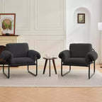 Hyleory Moore Chaise d'appoint en Métal Rembourrée en Laine d'Agneau pour Chambre à Coucher, Zone d'Accueil, Salle de Lecture, Salon (lot de 2)