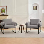 Hyleory Moore Chaise d'appoint en Métal Rembourrée en Laine d'Agneau pour Chambre à Coucher, Zone d'Accueil, Salle de Lecture, Salon (lot de 2)