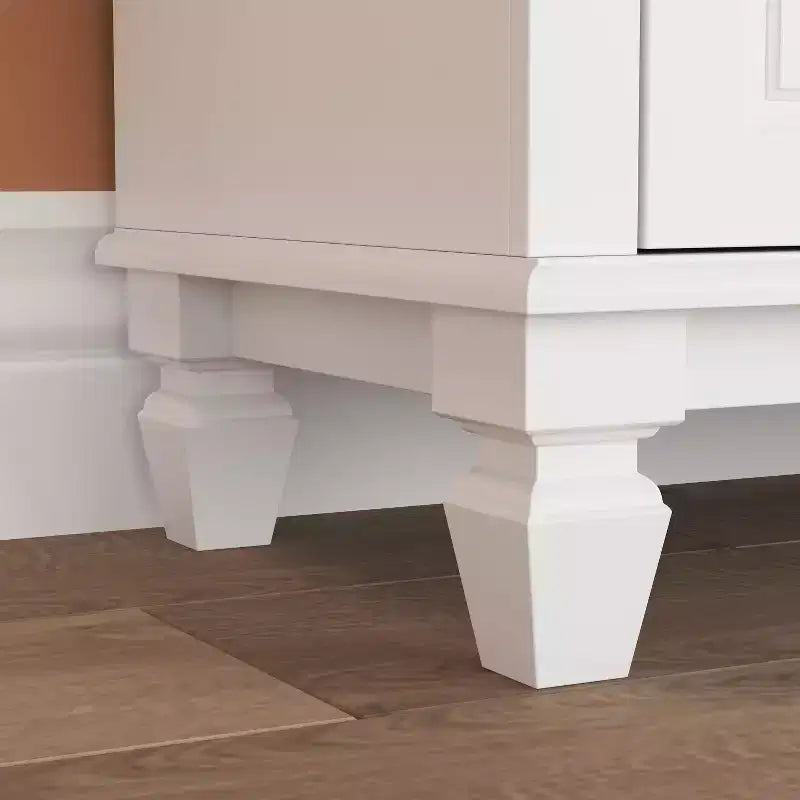 Famapy Commode verticale blanche moderne à 6 tiroirs avec pieds robustes et poignées métalliques