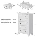Famapy Commode verticale blanche moderne à 6 tiroirs avec pieds robustes et poignées métalliques