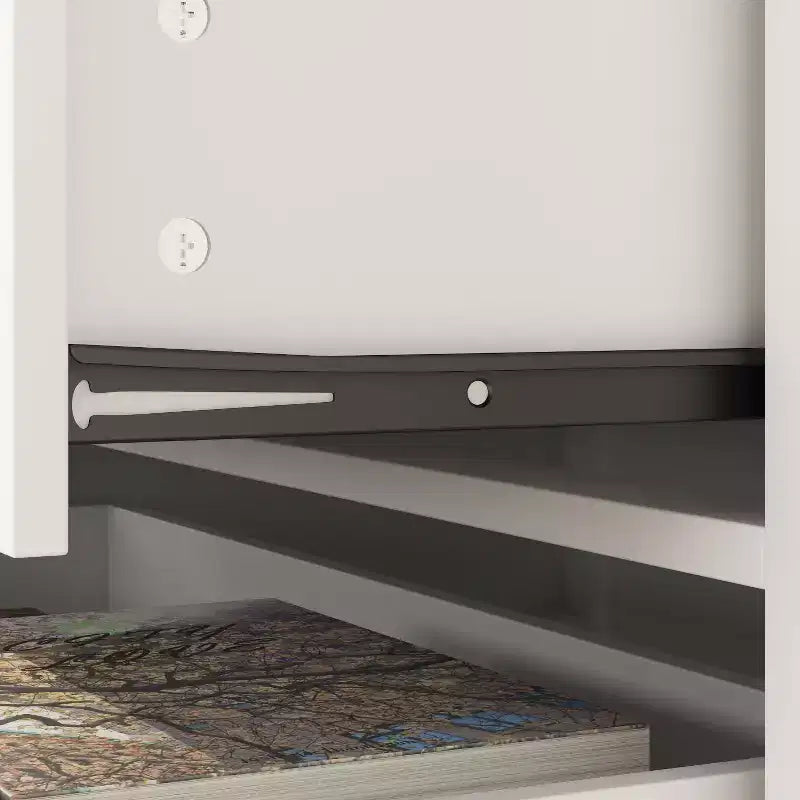 Famapy Commode verticale blanche moderne à 6 tiroirs avec pieds robustes et poignées métalliques