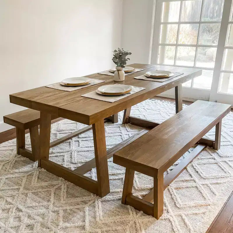 Table à manger Plank+Beam 72 pour 6, table de cuisine en bois massif de style ferme classique