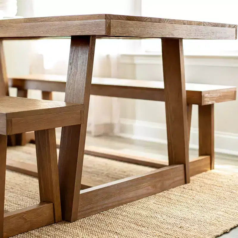 Table à manger Plank+Beam 72 pour 6, table de cuisine en bois massif de style ferme classique