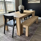 Plank+Beam 72 Table à manger moderne pour 6 personnes, table à manger rectangulaire en bois massif pour cuisine/salle à manger