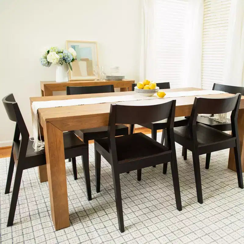 Plank+Beam 72 Table à manger moderne pour 6 personnes, table à manger rectangulaire en bois massif pour cuisine/salle à manger