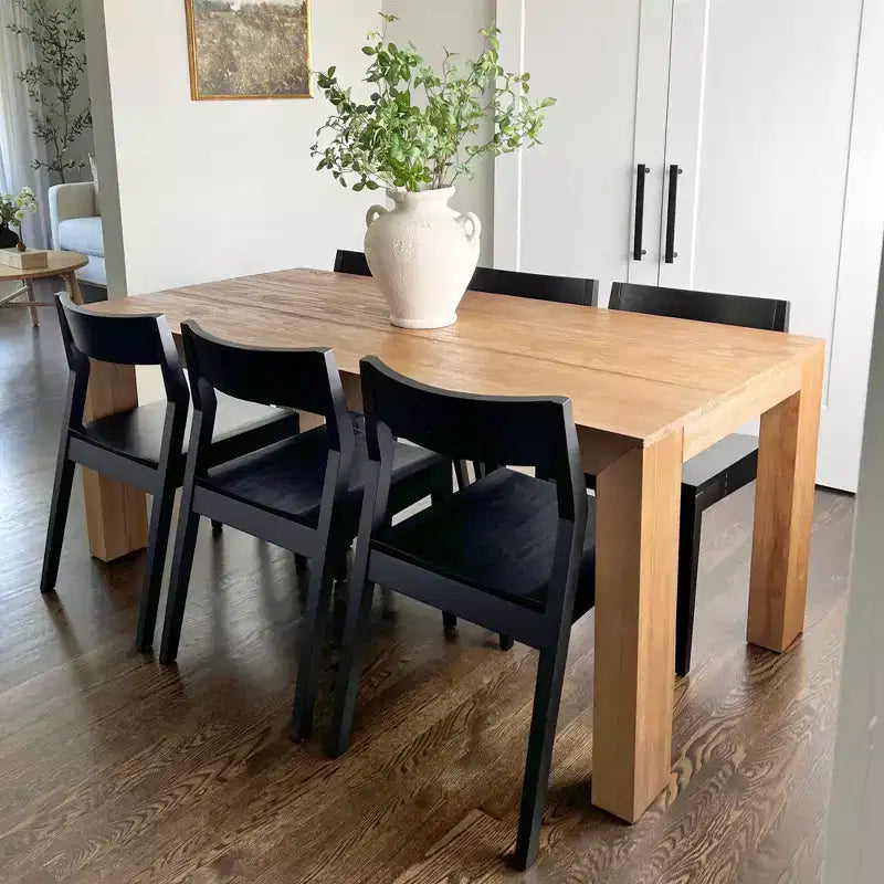Plank+Beam 72 Table à manger moderne pour 6 personnes, table à manger rectangulaire en bois massif pour cuisine/salle à manger