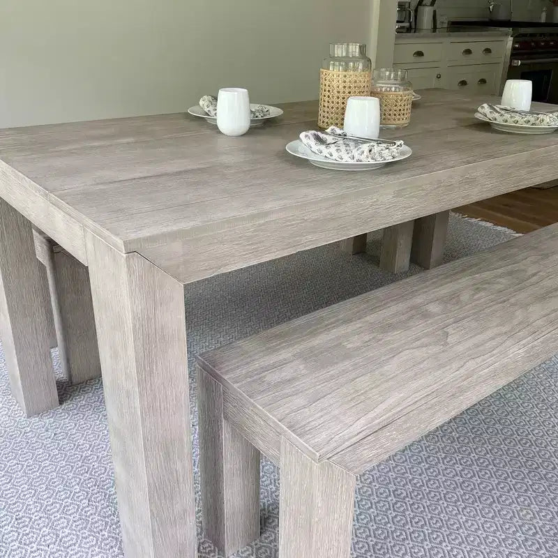 Plank+Beam 72 Table à manger moderne pour 6 personnes, table à manger rectangulaire en bois massif pour cuisine/salle à manger